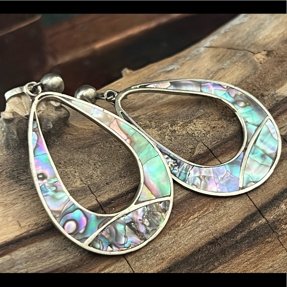 Vintage, Mexico Sterling Silver Abalone Earrings
